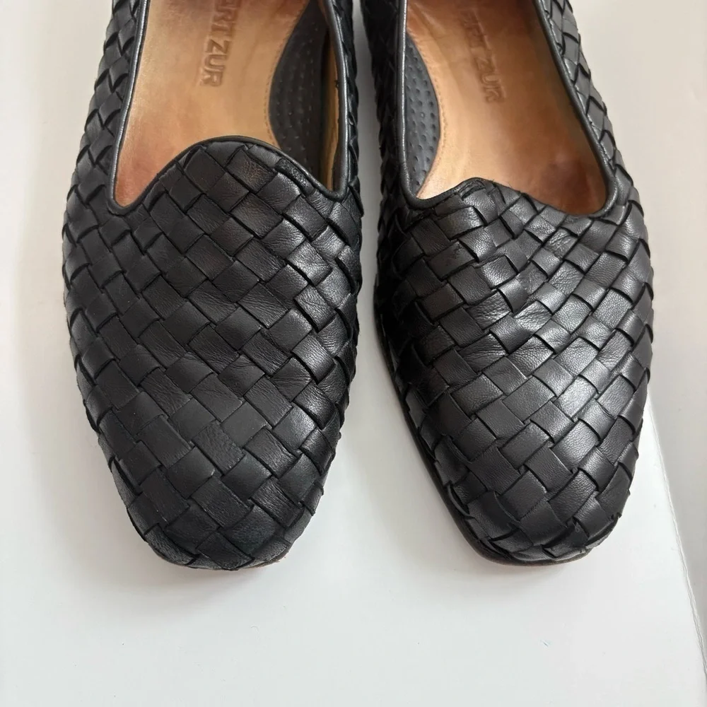 Robert Zur Black Woven Leather Flats - Picture 4 of 8